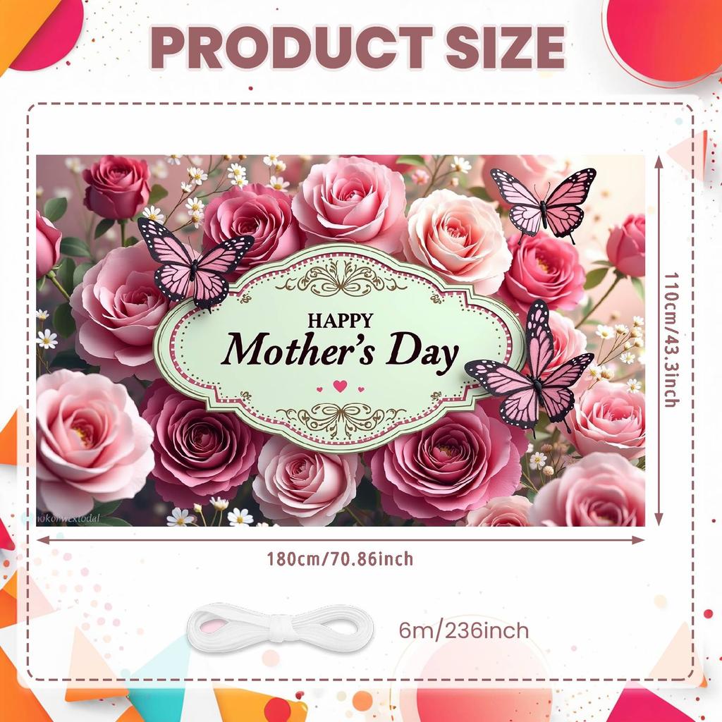 Mother's Day Backdrop Floral Design Feliz Día De Las Madres Banner Love Mom Background Romantic  Mom Tribute Display