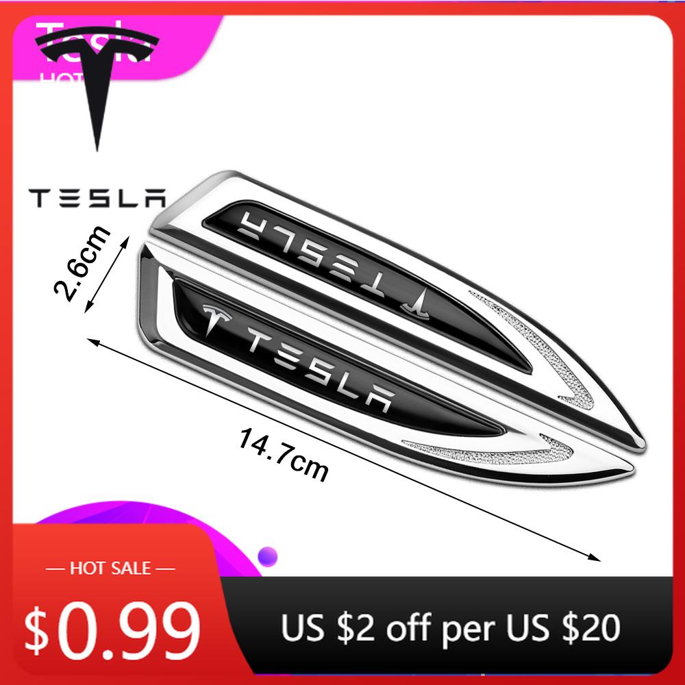 Autoaufkleber 2025 Neu Tesla 2 Stück Auto Karosserie Seitenflügel Abzeichen Kotflügel Metall Dekoration Aufkleber Emblem ZubehörFür Tesla Model 3 S