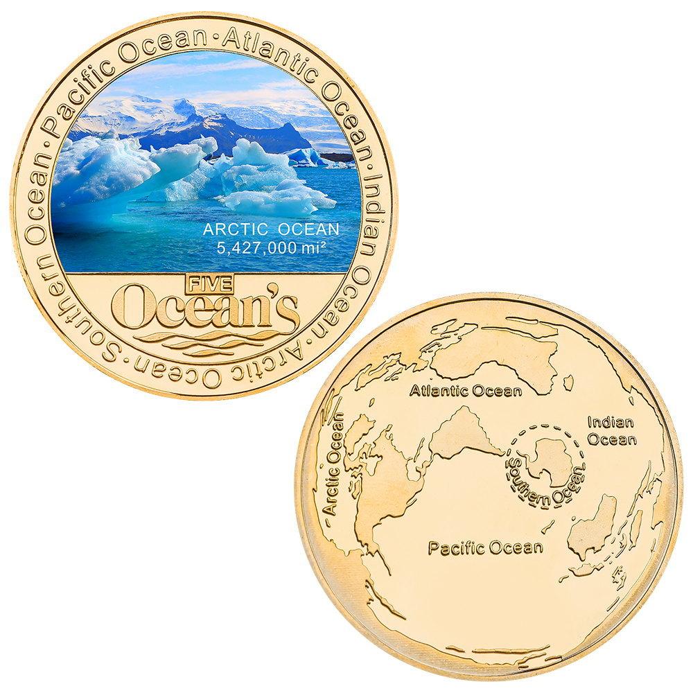 

Five ocean metal crafts, collect souvenirs, coins
