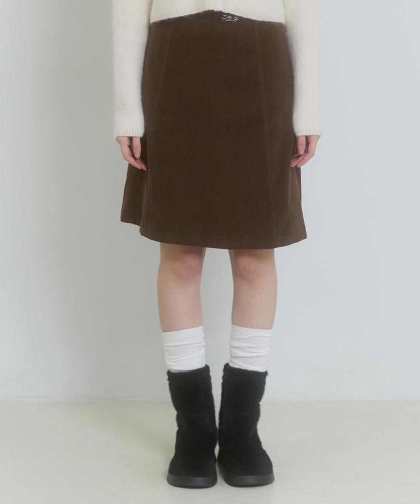 Pink Pineapple A-Line Corduroy Skirt_Brown