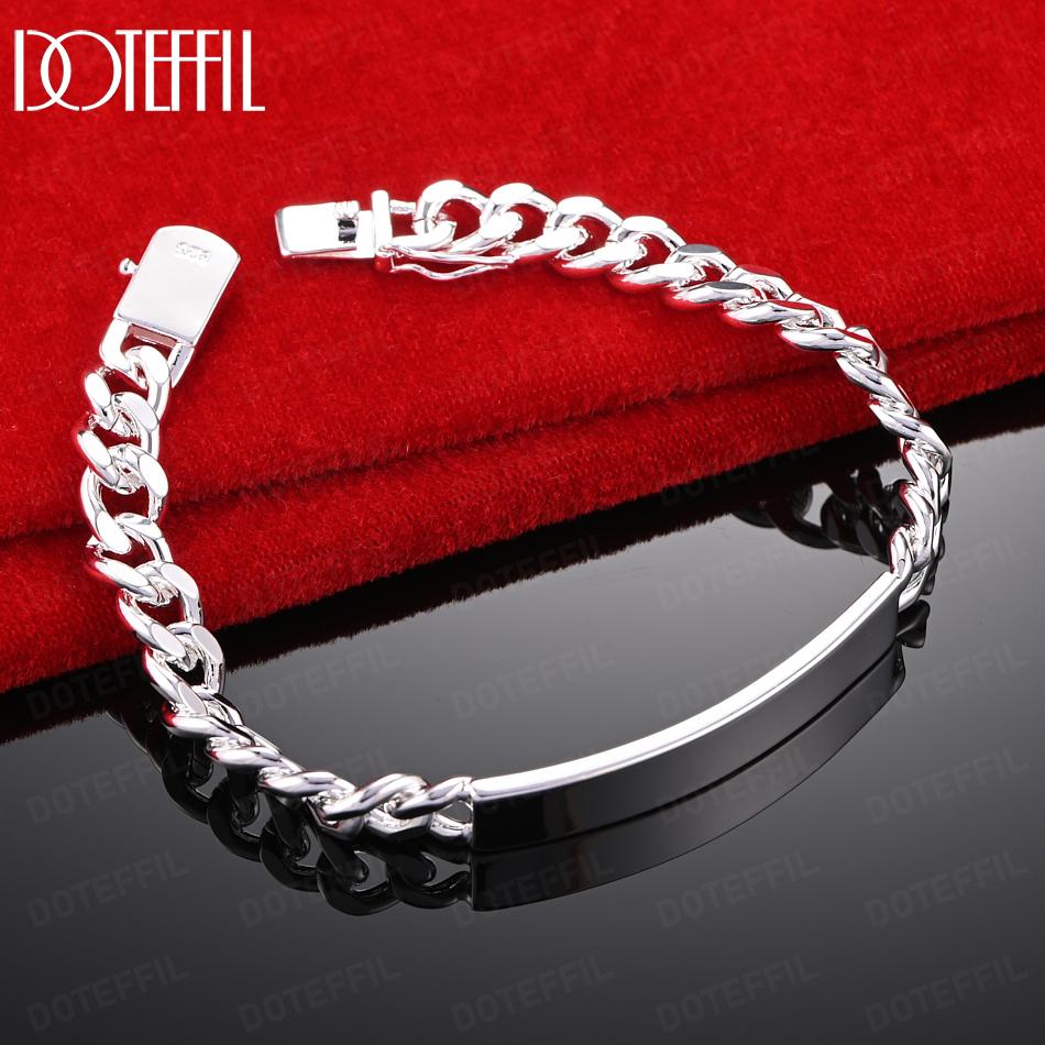 925 Sterling Silver 8mm Side Chain Bracelet Wedding Jewelry