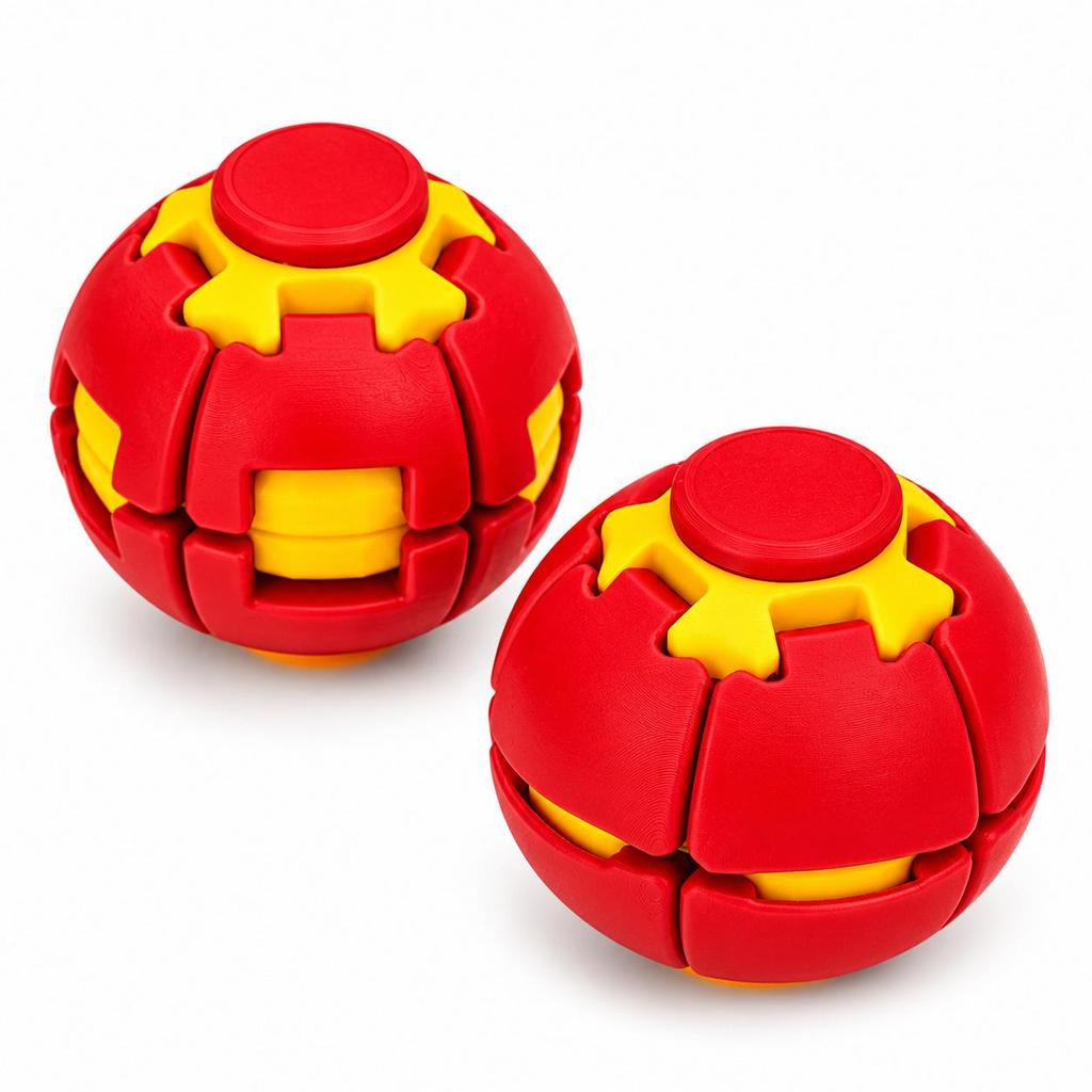 3D Printed Press and Spin Decompression Ball for Kids and Adults - Fun Stress Reliever Toy