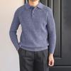 Men's Solid Color Knitted Buttons Lapel Long Sleeve Top Men's Casual Fashion Long Sleeve Top