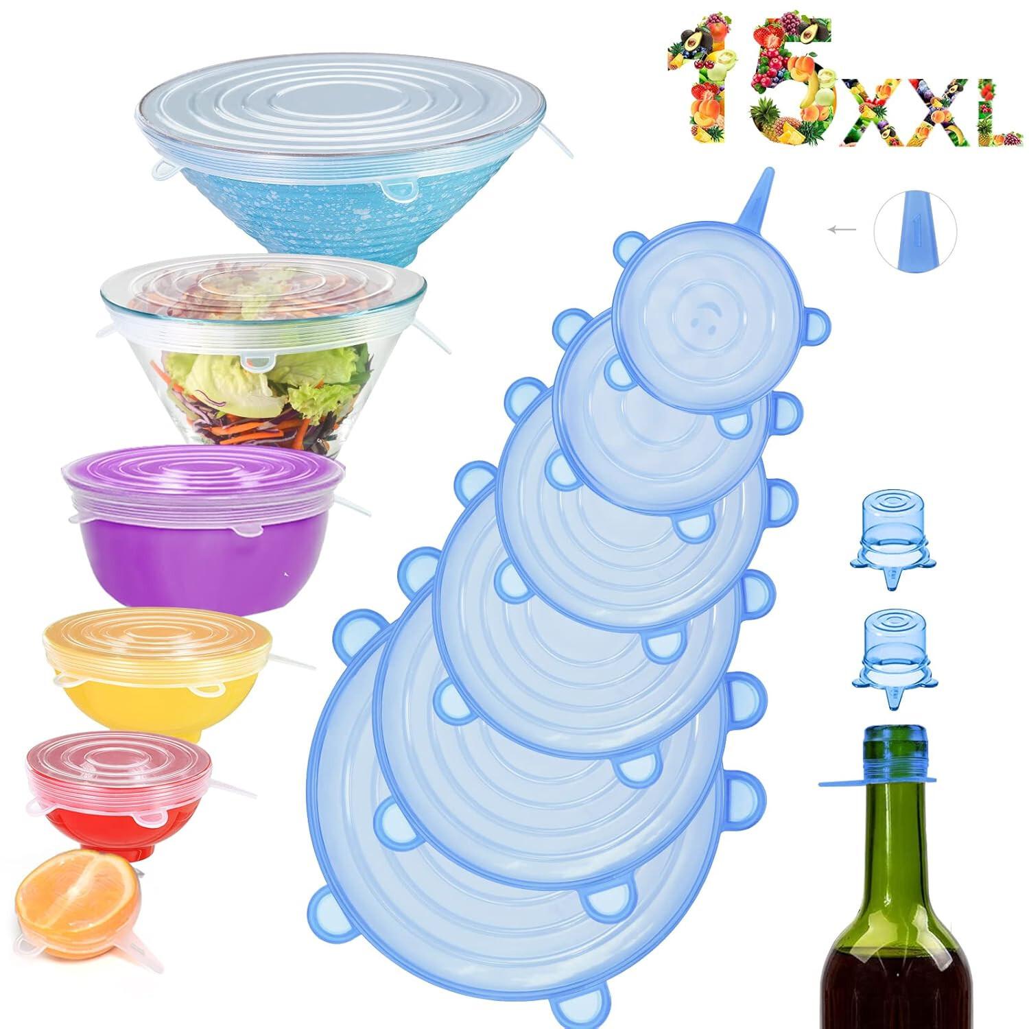 

RSINC Microwave Safe Silicone Stretch Lids, Reusable Flexible Covers for Bowls B07RYB4M55