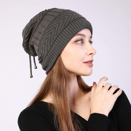 Beanie Hat Solid Color Adjustable Autumn Winter Plush Lining Windproof Hat Scarf for Outdoor