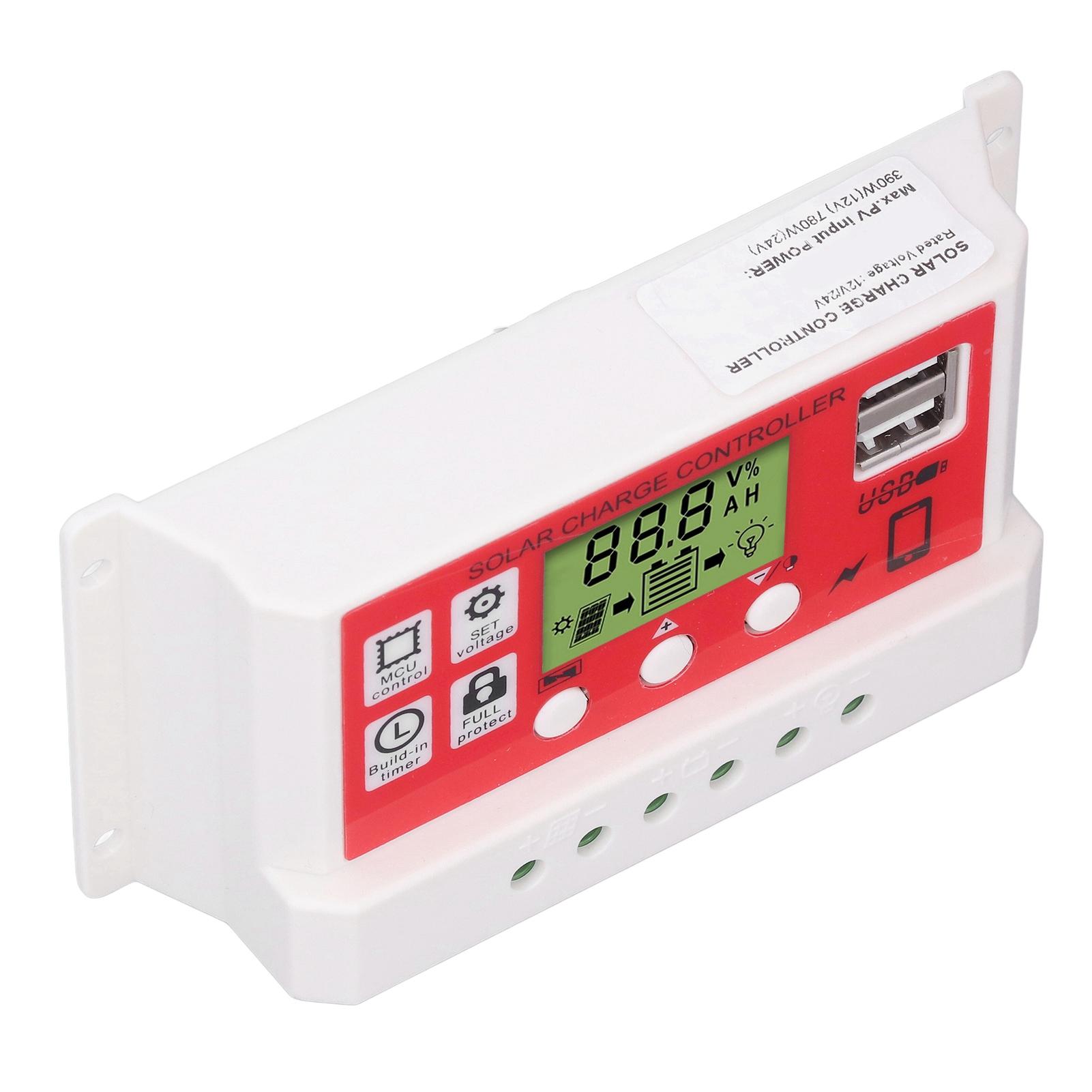 

Solar Charge Controller PWM Lithium Battery Photovoltaic Charge Regulator LCD Display 12V/24V 10A