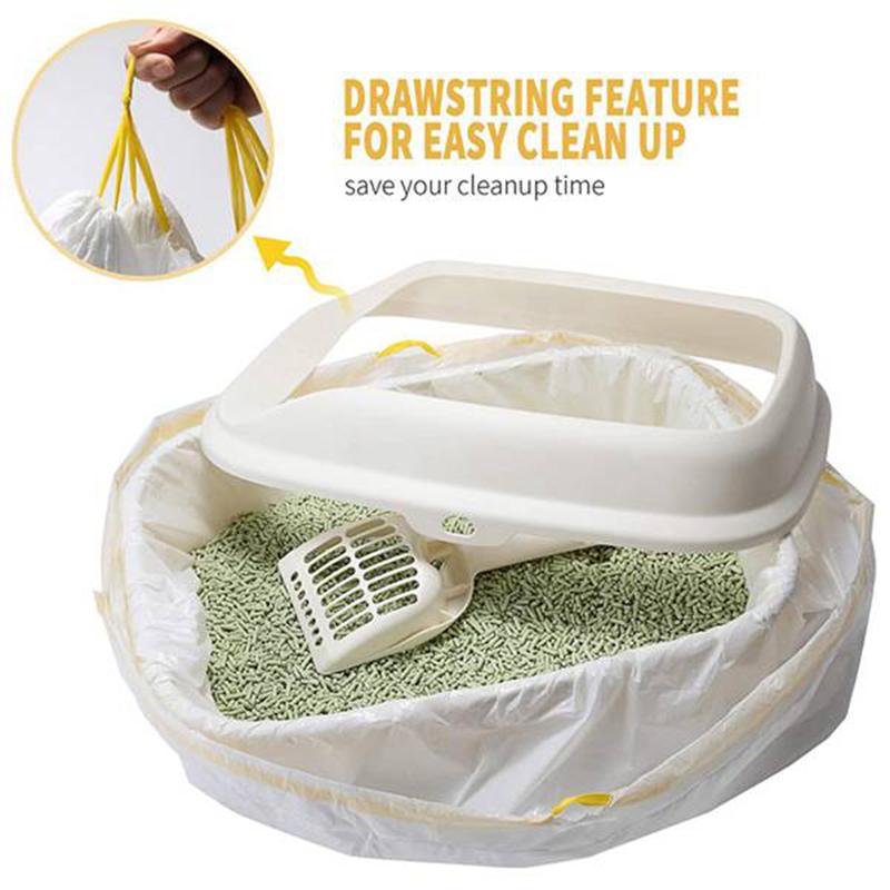 A84X-Cat Litter Box Liners, Extra Durable 21 Count Jumbo Drawstring Litter Pan Bags Pet Cat Supplies белый