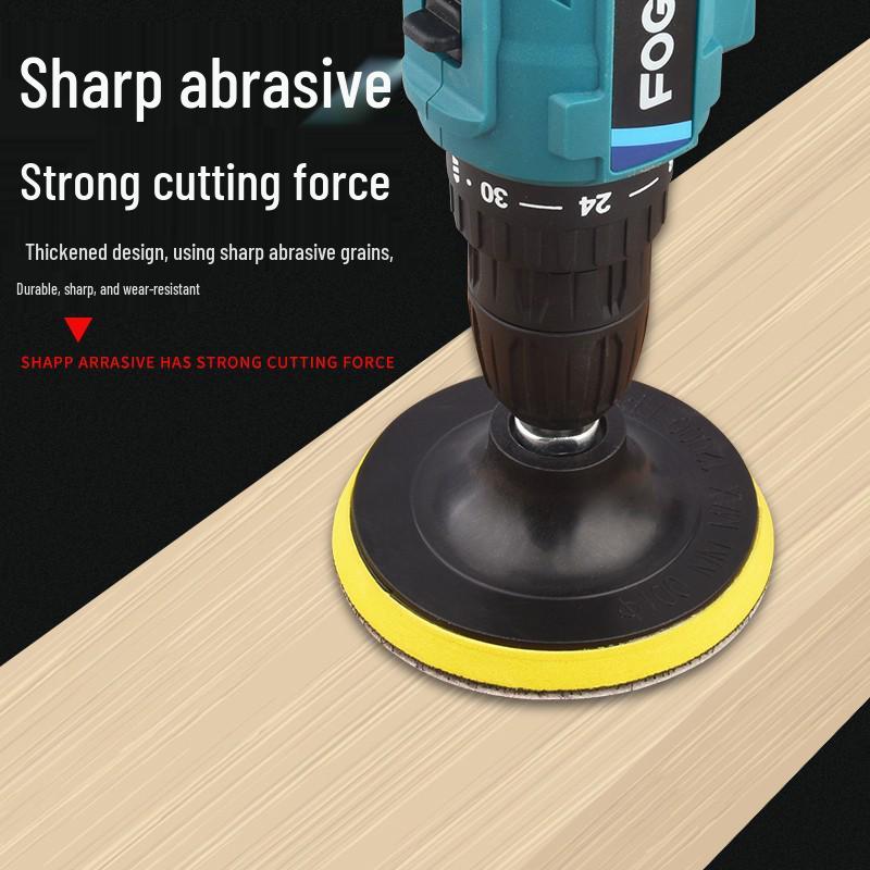4" Sandpaper Flocking Woodworking Polisher with Self-Adhesive Hook & Loop Angle Grinder Sanding Discs