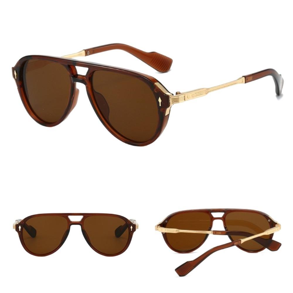 Big Frame Square Sunglasses Double Beam Retro Eyewear Personalized Pilot Sun Glasses  Photography