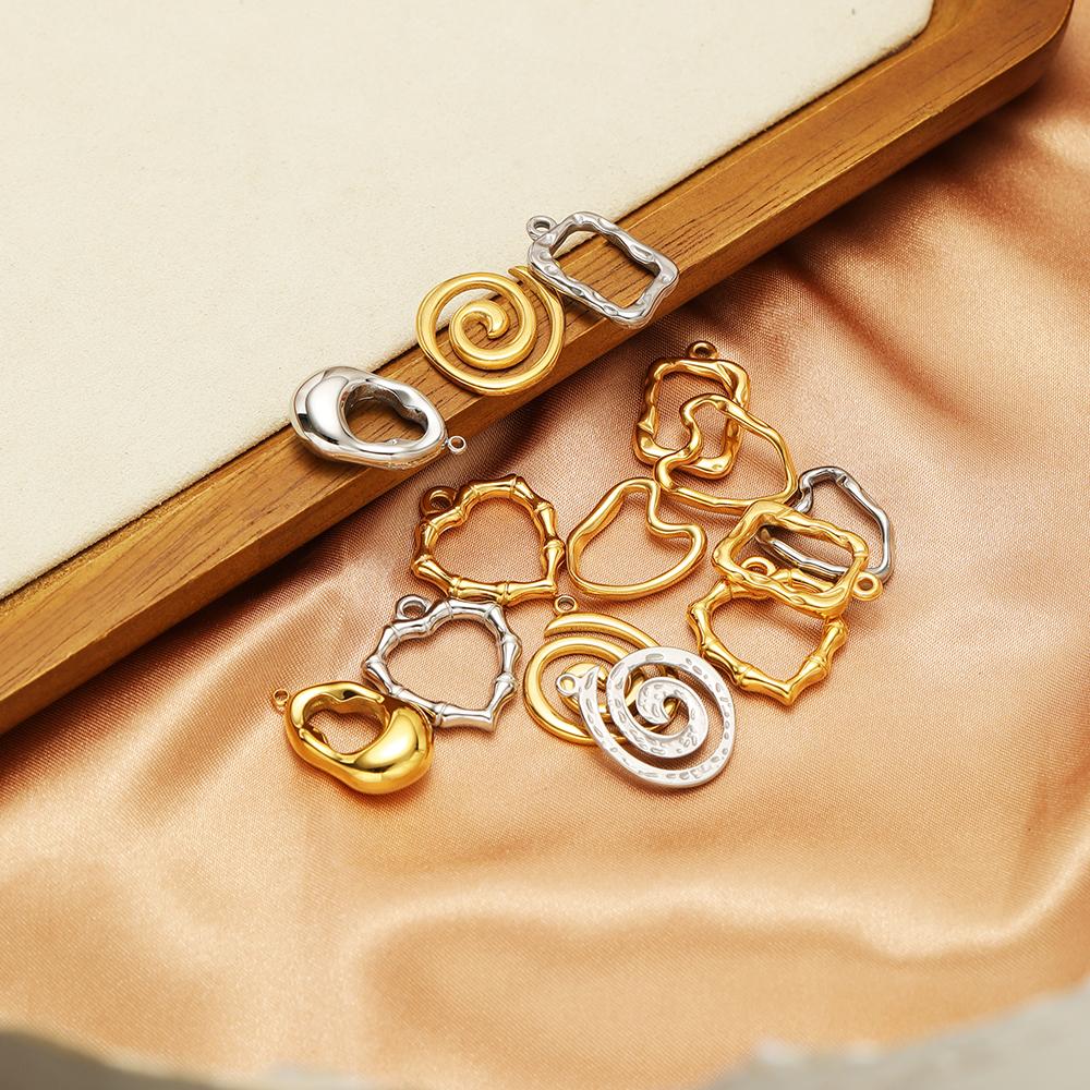 5Pcs Stainless Steel Trendy Metal Heart Charms Golden Necklace Bracelet DIY Drop Earrings Making Pendants Supplies Accessories