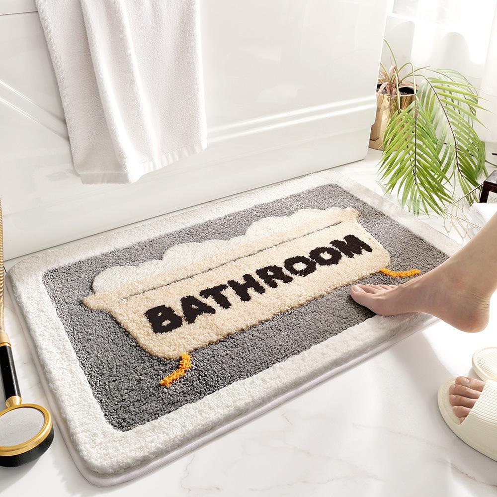 Modern Minimalist Cashmere Skin-friendly Floor Mat, Comfortable and Soft Non-slip Bathroom Floor Mat for Shower Rooms