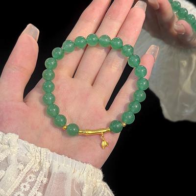 Imitation Green Strawberry Crystal Bamboo Bracelet Women's Light Luxury Retro Section High-rise Bracelet