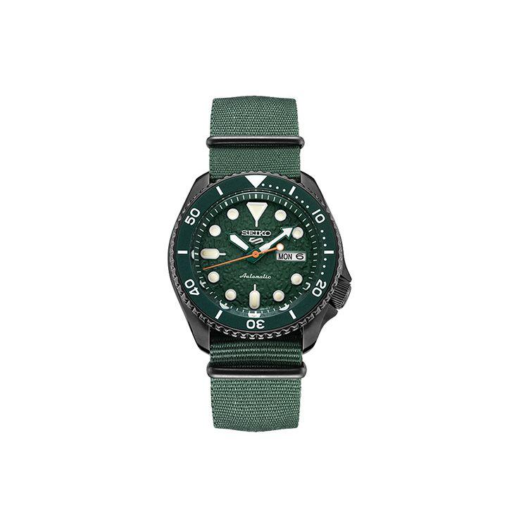 Seiko 5 Oriental Green Water Ghost Black Water Ghost Series Fashion Sports Diving Watch Manual Dual Calendar Mechanical Movement Nylon Strap SRPD77K1 Green