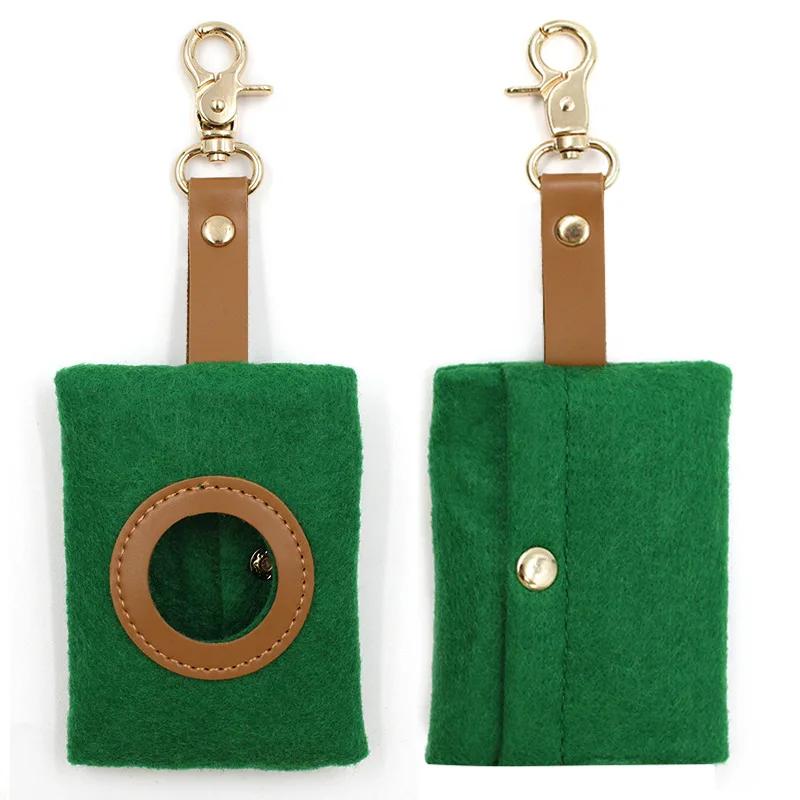 Portable Pet Dog Poop Bag Dispenser Felt Waste Garbage Bag Holder Outdoor Puppy Pick-Up Bags Carrier