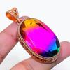 Natural Bi-Color Tourmaline Gemstone 925 Sterling Silver Pendant 2.21" AP-15893