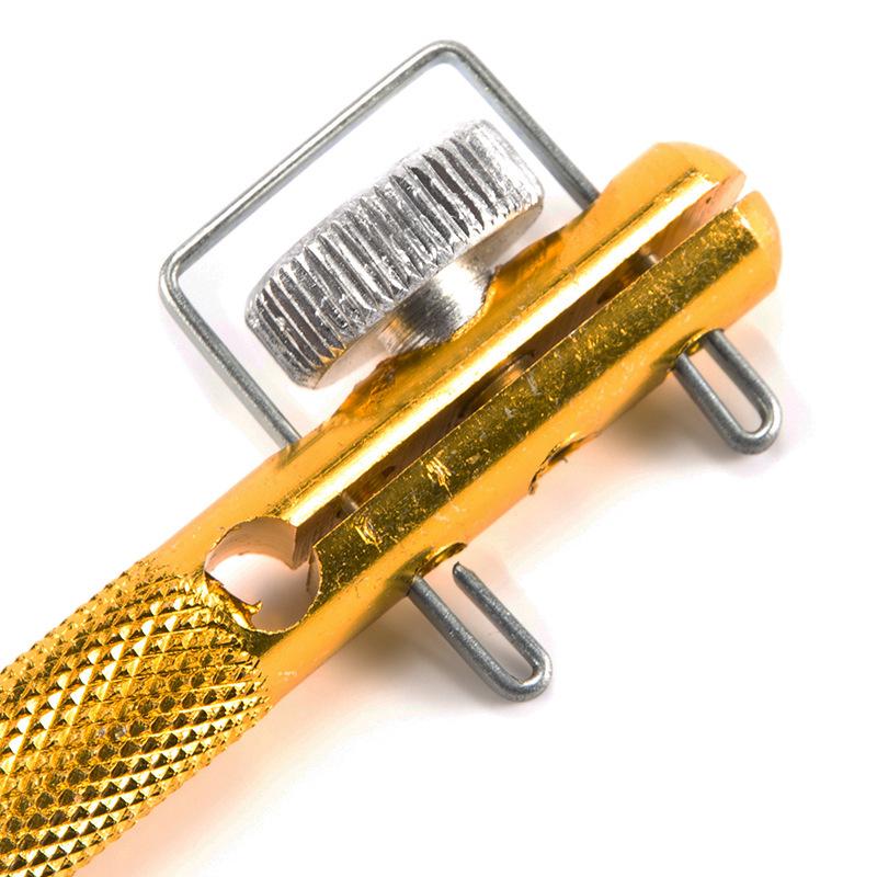Golden Dual-Function Metal Knot Tying Tool - Portable, Manual, and Durable Aluminum Alloy Design