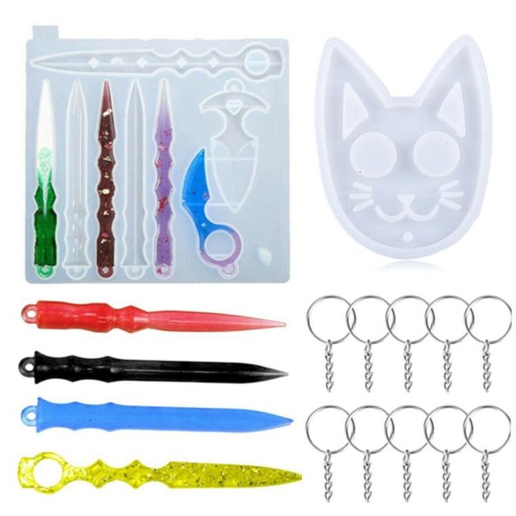 DIY Resin Craft Silicone Molds Magic Wand Keychain Mirror Dagger Shape Mould DIY Resin Craft Silicone Molds Magic Wand Keychain Mirror Dagger Shape Mould
