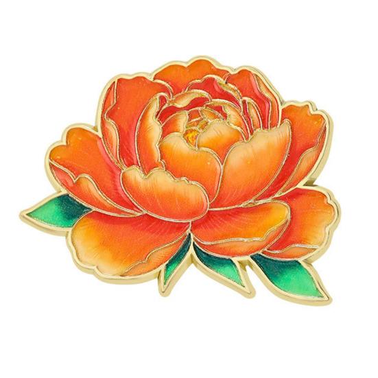 Flower Gods Brooch, Metal Pin Badge with UV Printed, Peony Plum Blossom Design Lapel Pin for Hanfu And Chinese Style Wear