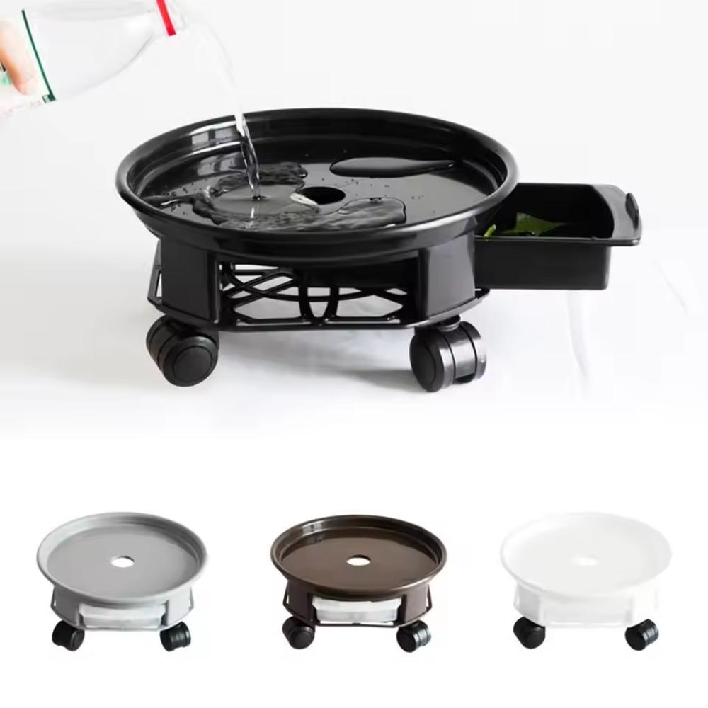 360-degree Rolling Movable Flower Pot Tray Heavy Duty Flower Planter Stand  Balcony Yard