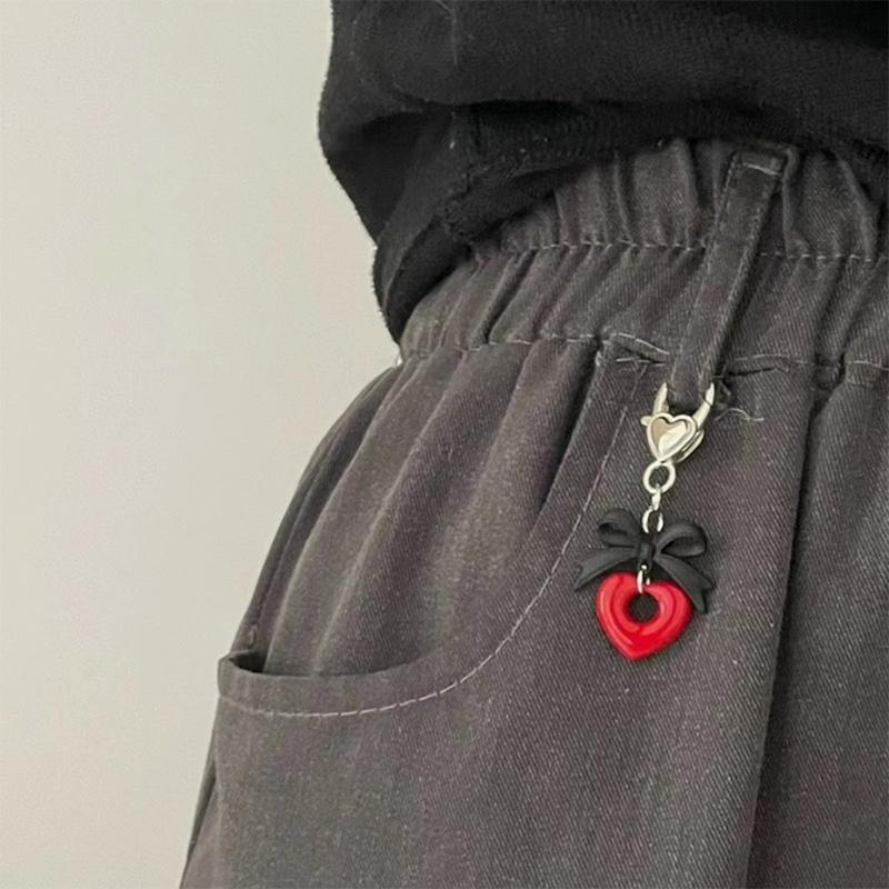 Keychain Accessory Adorable Black Bowknot Heart Pendant Ornament Durable Keyrings Accessories Charm Multi Functional