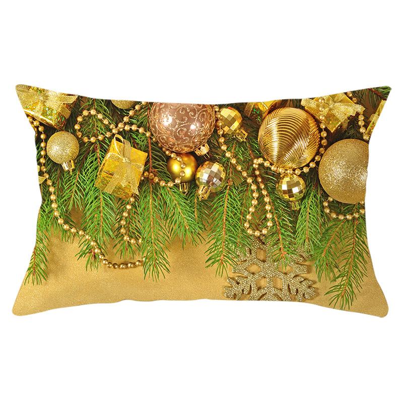 New Christmas Peach Skin Waist Pillowcase Gold Series Sofa Cushion Cover Bedside Pillow Cover