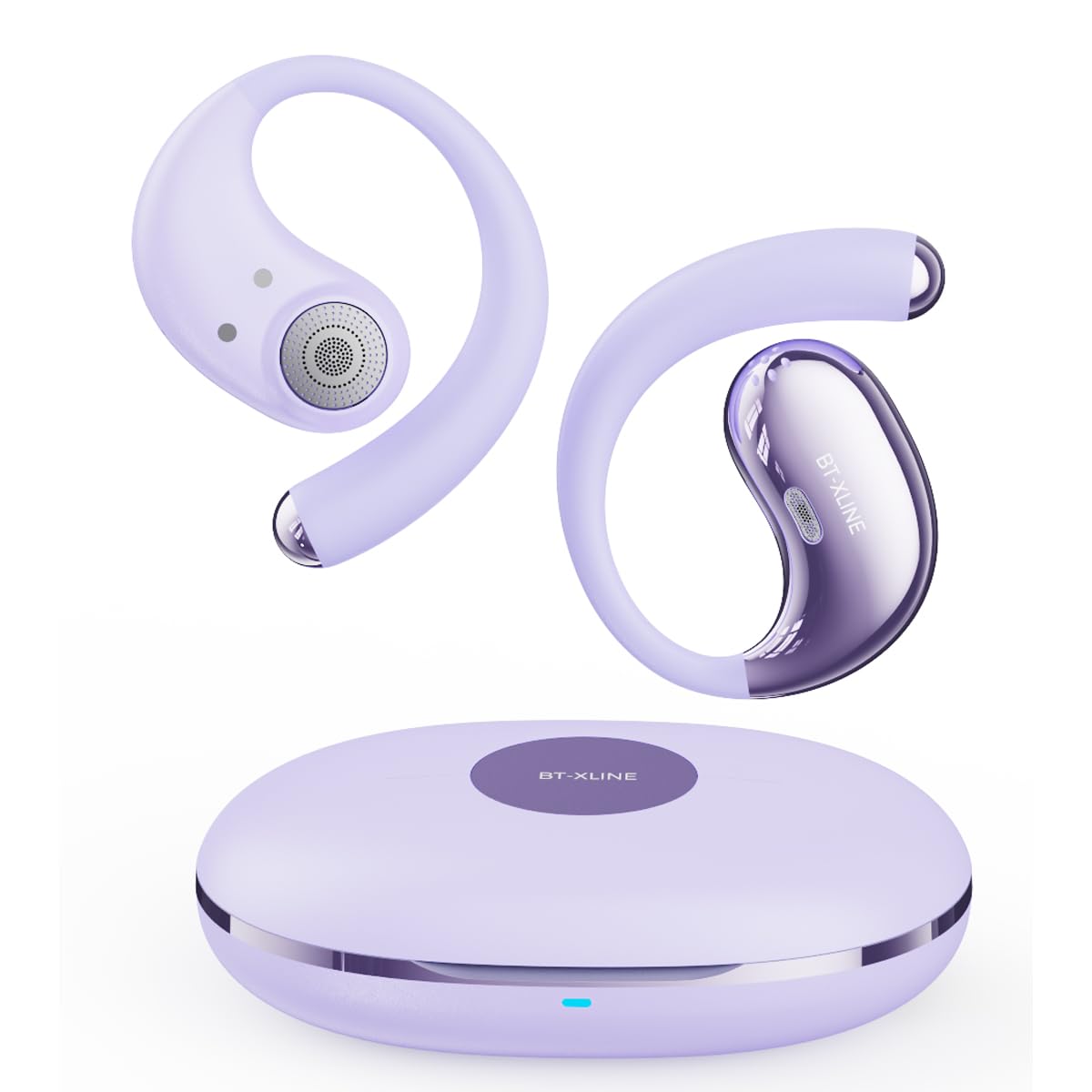 

Bluetooth Наушники Аккумулятор Легкий Дизайн Беспроводные Спортивные Наушники для и Путешествий Заушный 6.0 Открытого Типа 36 часов работы, Шумоподавление фиолетовый