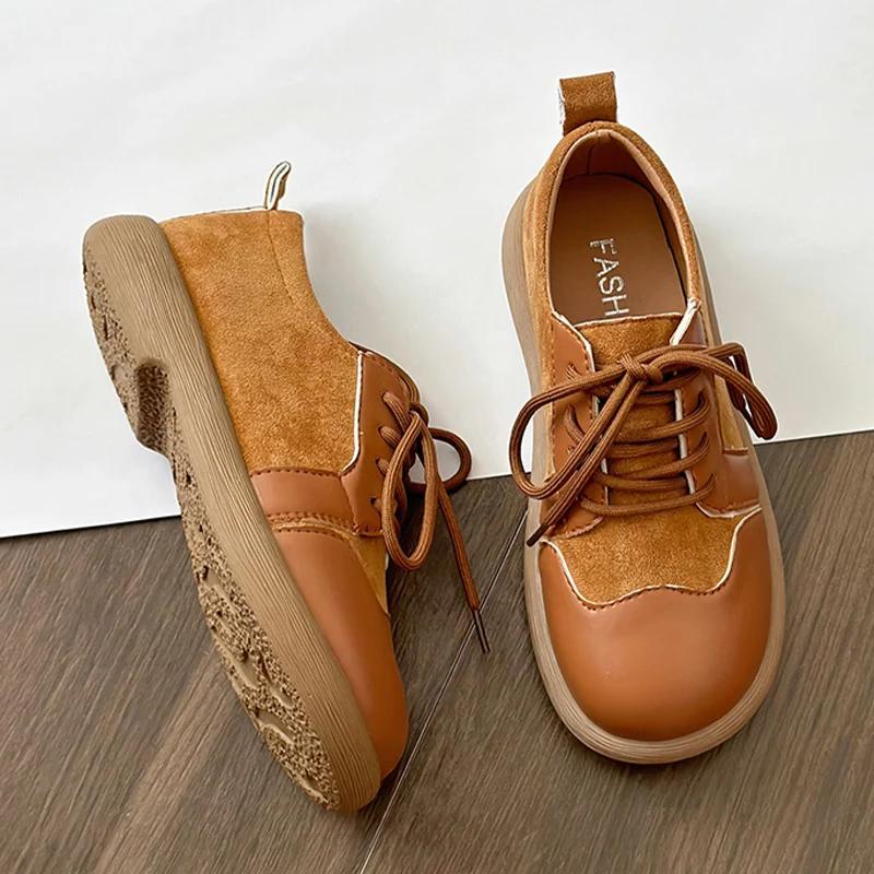 Ballerinas Damen Sneaker Designer Wildleder Laufschuhe mit Schnürung Herbst Freizeitschuhe Neue Marke Trend Walking Zapatos Femme