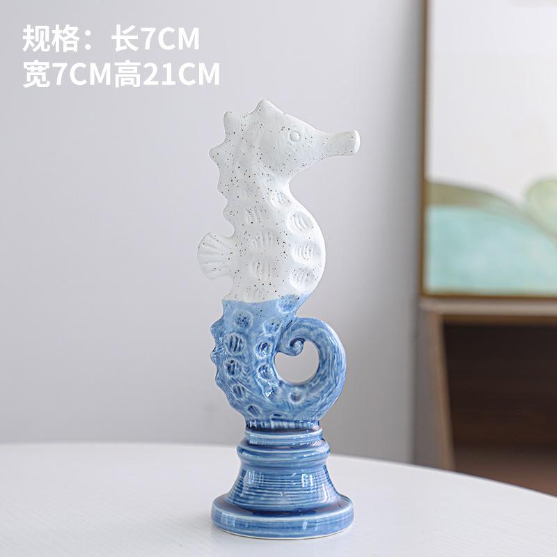 

Seahorse Figurines Marine Organism Cartoon Seahorse Statue Ceramic Handicraft Artificial Animal Sculpture Home Decoration