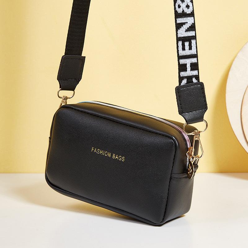 Mode Lille Firkantet Taske Til Kvinder PU Læder Skulder Messenger Taske Bogstav Rem Crossbody Taske Trendy Håndtaske