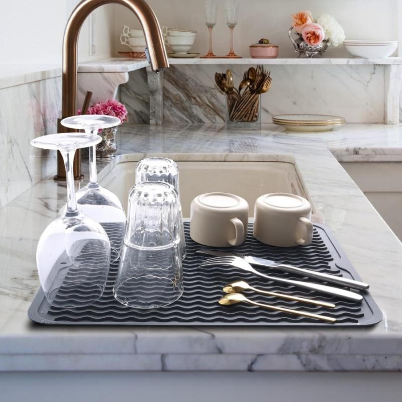 1PCKitchen Draining Mat Silicone Heat Insulation Mat Countertop Stove Mat Anti-scald Mat Tableware Dish Drying Mat