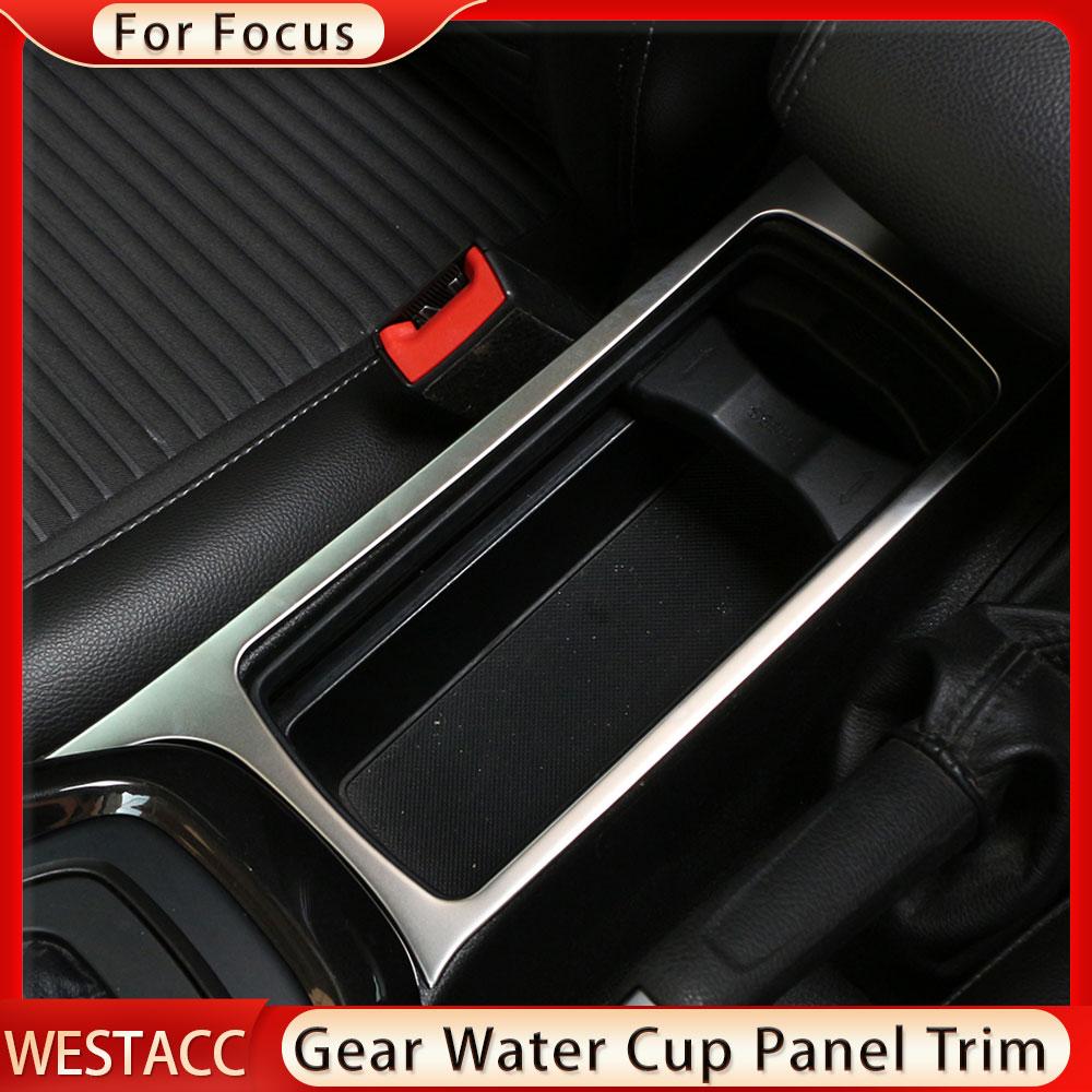 Stainless Steel Car Gearbox Water Cup Holder Panel Frame Sticker Cover for Ford Focus 3 Mk3 2015 2016 2017 2018 LHD