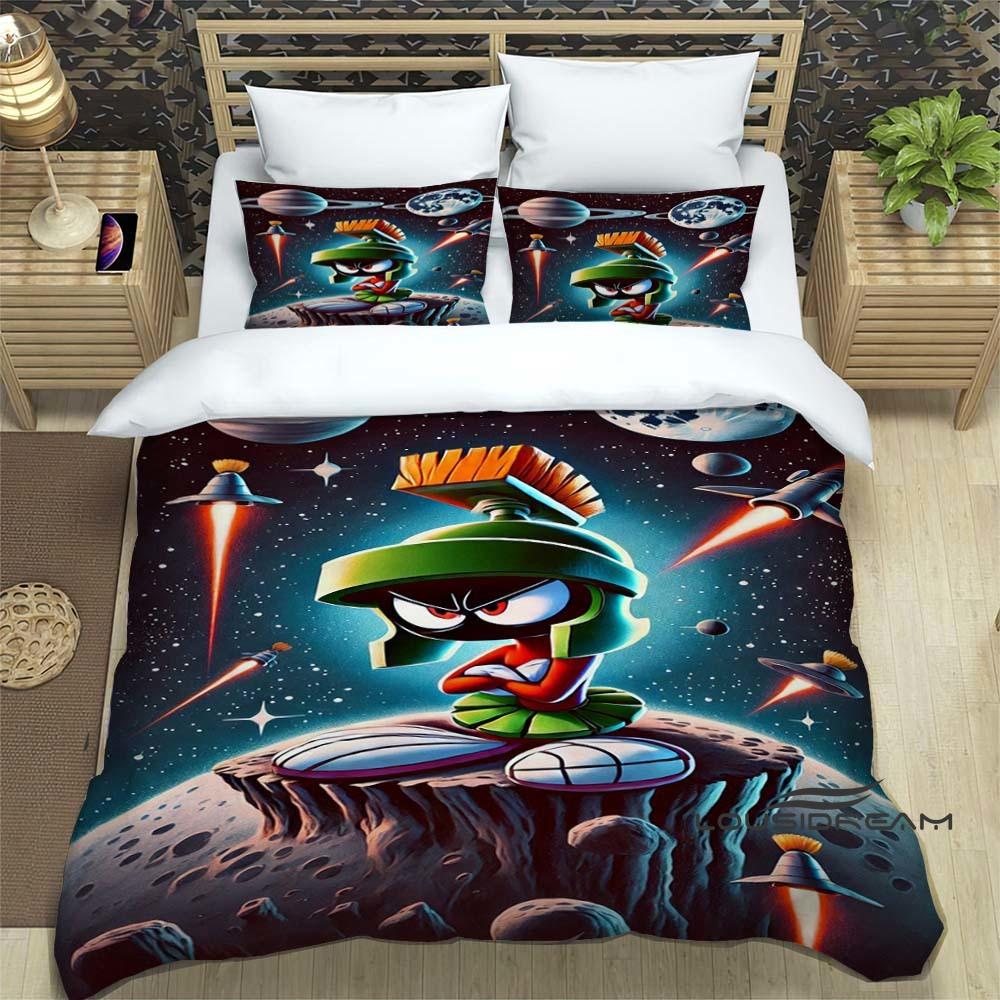 2026 New Cartoon "Marvin The Martian" Themed Duvet Cover and Pillowcase Set, Children's Bedding Set, Bedroom Decor