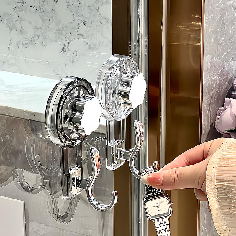 Strong Suction Cup Hook, No Drilling Required, Traceless Vacuum Adhesive for Bathroom Door, Stick-on Towel and Clothes Hook