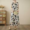 Summer New Original Women's Clothing Seaside Vacation Cotton and Linen Printing Long Dress Sleeveless Dress Long Vest Skirt Long Dress