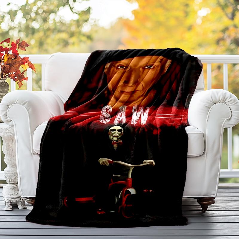 Saw Movie Flannel Blanket Soft All-Season Throw, Design for Camping, Car Travel, Hiking Sofa, Bed, Office Perfect Gift for Parties