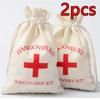 10/5/2Pcs Christmas Party Wake Up Bags Wedding Guest Gift Storage Bag Cotton Linen Bags First Aid Kits Red Cross Hangover Kit