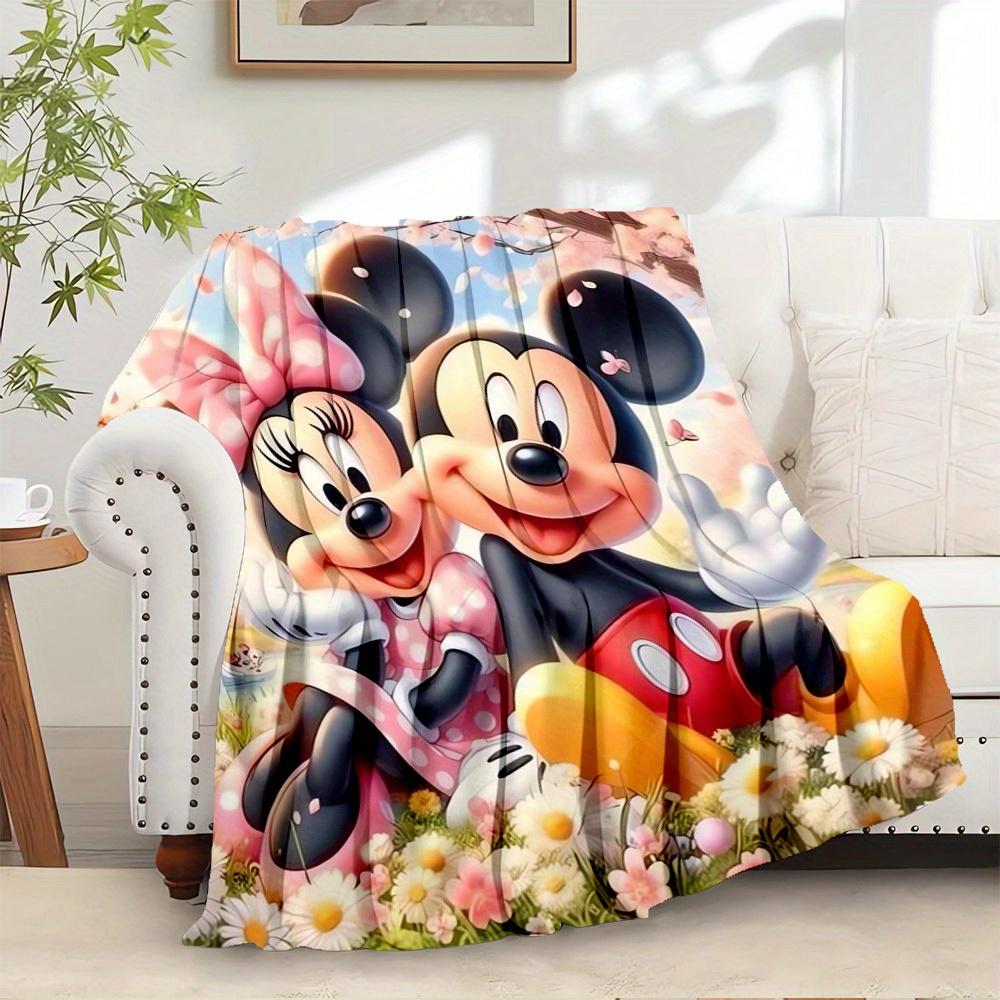 1pc Flannel Minnie Mouse and Mickey Mouse Bedding Throw Blanket Sofa Cover Gift Home Decoration, 75x90cm