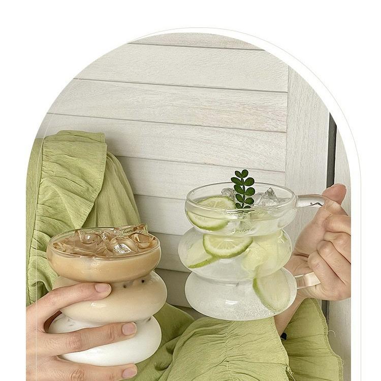 Caterpillar Glass Mug with Handle - High Borosilicate Milk, Coffee, or Water Cup