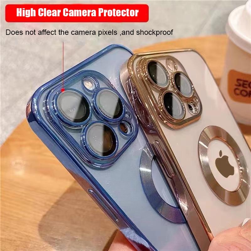 Glass Phone Camera Lens Protection Case For iPhone 13 15 14 12 11 Pro Max 8 Plus X XS XR With Logo Hole Plating Protector Cover