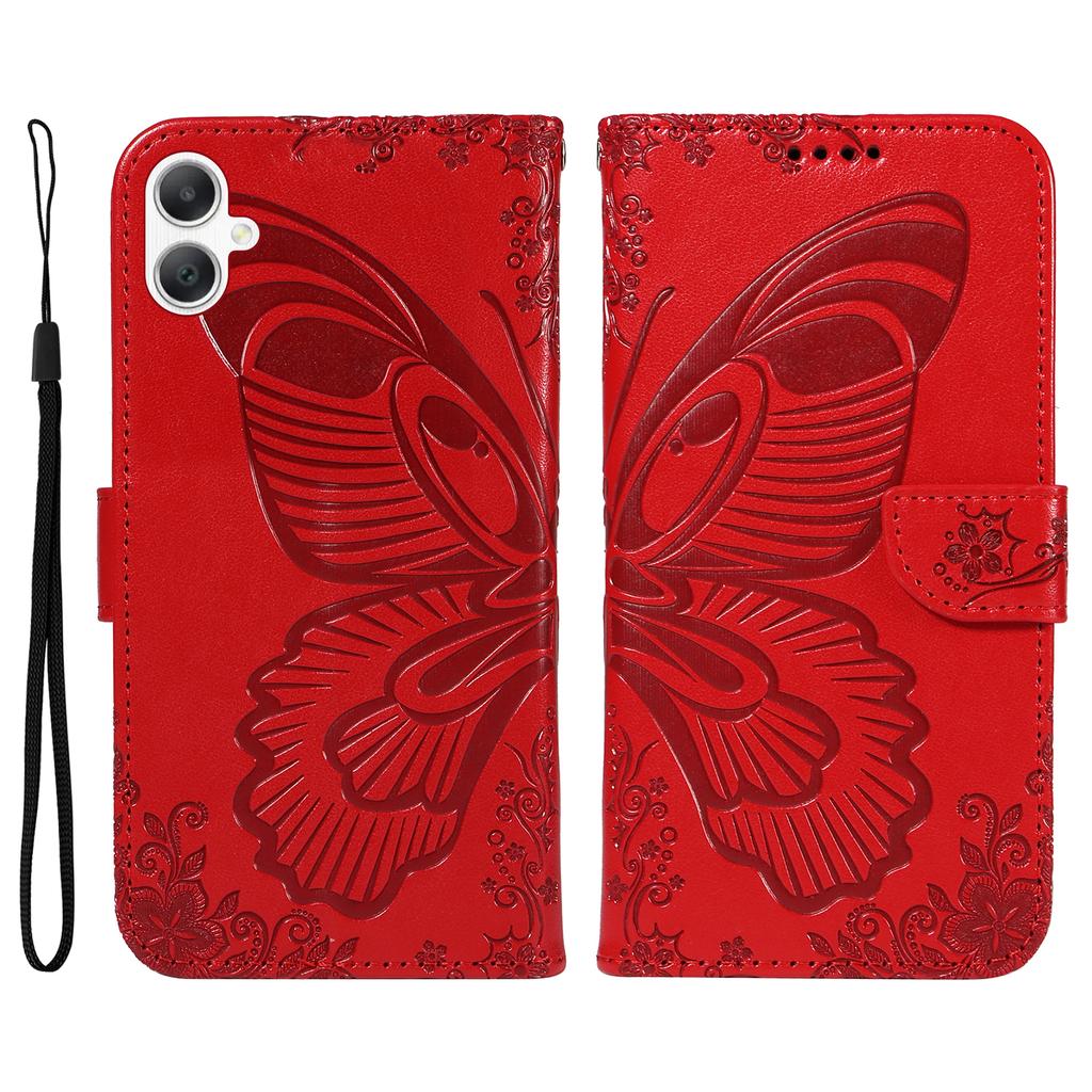 For Samsung Galaxy A07 4G/A06 5G/A06 4G Case Butterfly Pattern PU Leather Folio Flip Phone Cover -  Blue