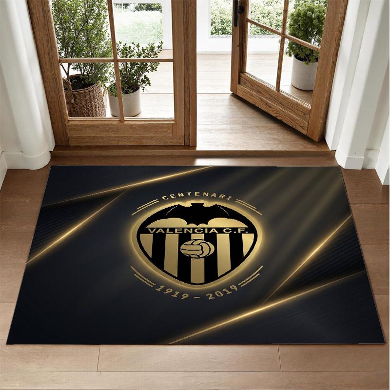 Valencia FC Design Crystal Velvet Rug Soft Decorative Mat for Bedroom Entrance