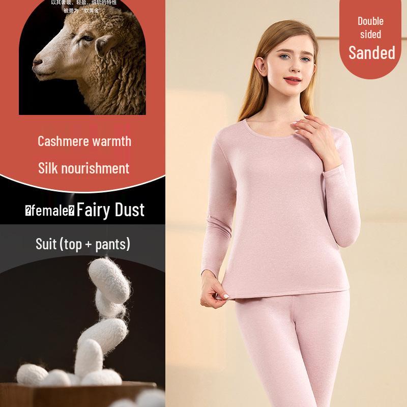 Men's and Women's Plus Velvet Thermal Underwear Set - Cashmere Silk Autumn Winter Base Layer