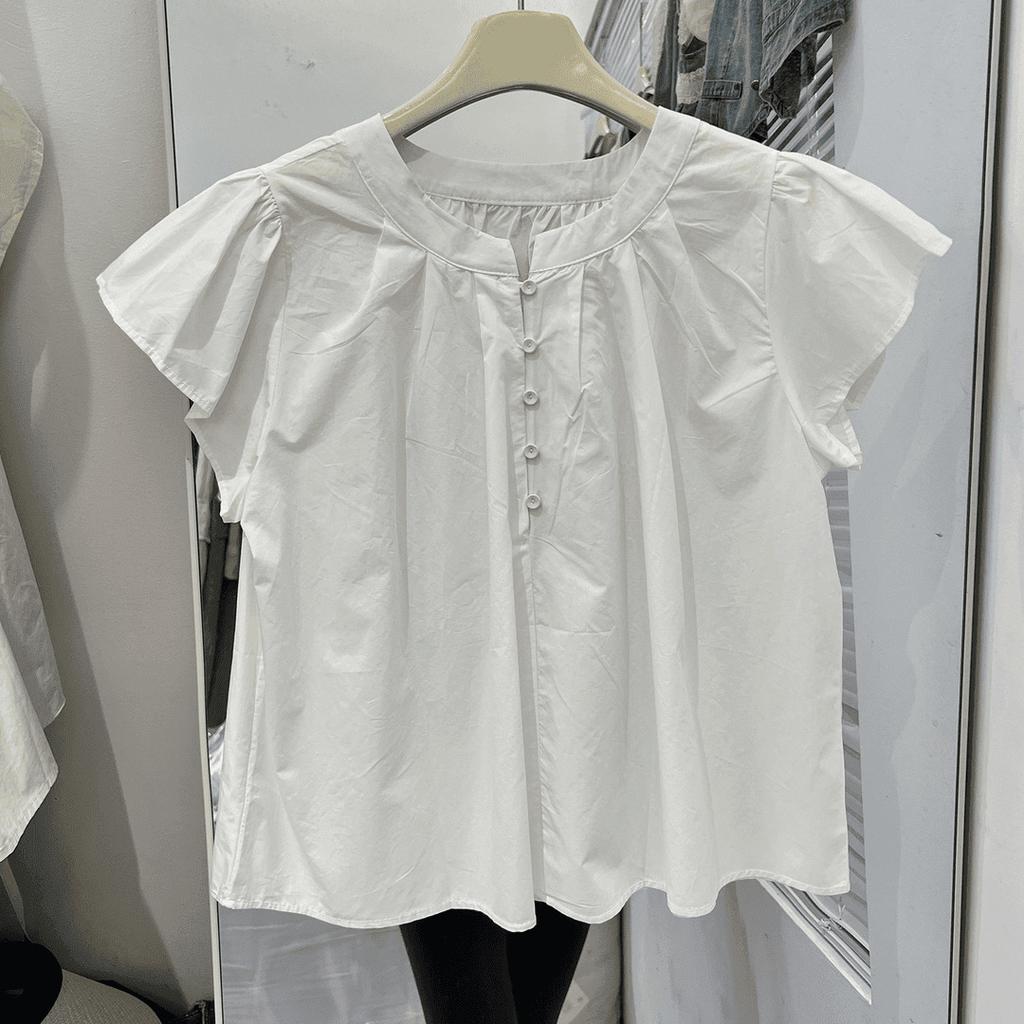 Xiaofei Sleeve Shirt Women's 1116 Summer New Design Sense Loose Korean Version Age-reducing Doll Shirt Versatile and Thin Top