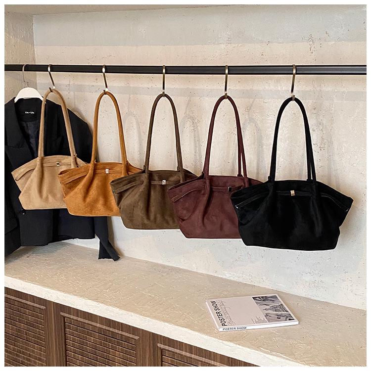 High-End Retro Suede Large Capacity Tote – Autumn/Winter Shoulder Bag