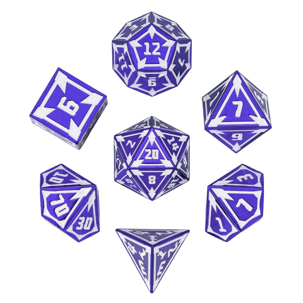 Cusdie New Metal DnD Dice Set Minimalist Rhomb Pattern D4-D20 Polyhedral Dice for D&D Pathfinder Tabletop RPG Board Games