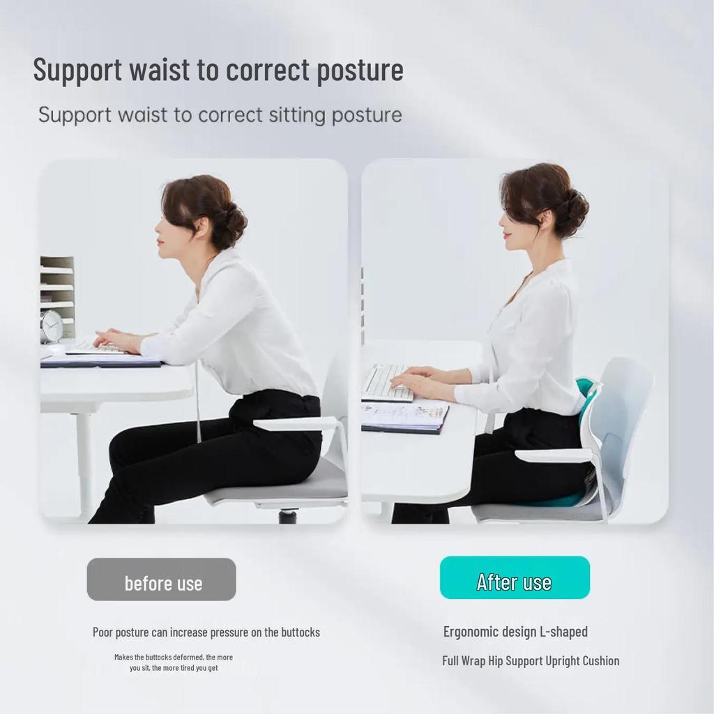 Ergonomic Lumbar Support Cushion & Posture Corrector with Cervical Traction for Office Use