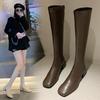 Long boots for women in the spring and autumn of 2026 with high top and plush slim boots and square headed long boots for women