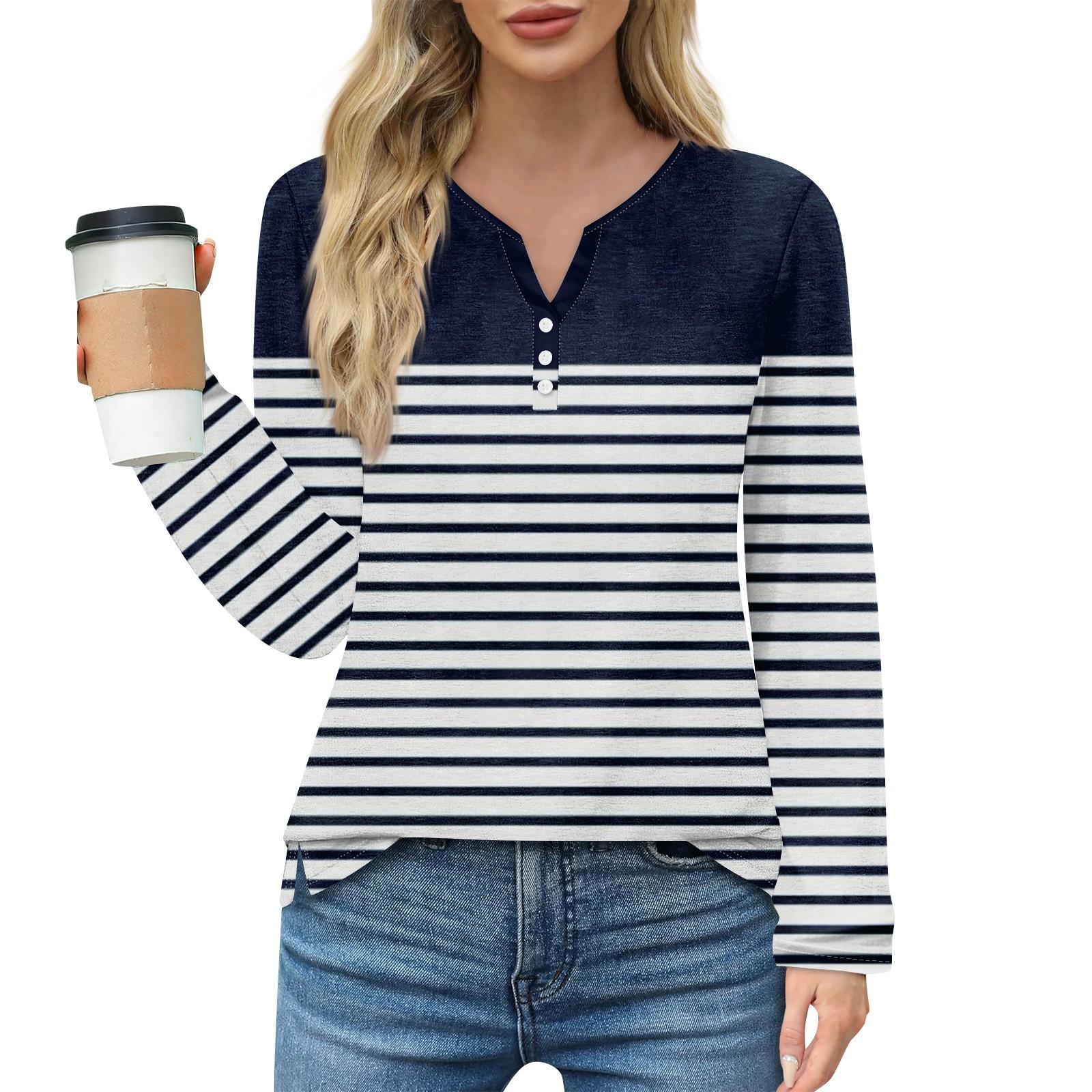 

Жен. Футболка Футболка Пуговицы Цветочный принт Длинный рукав Повседневные Выходные Мода Классический Классический V-образный вырез Обычный Топ M тёмно-синий