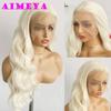 Platinum Blonde Lace Front Wig Long Body Wave Synthetic Lace Hair 13x4 Frontal Lace Natural Hairline Daily Wear Cosplay Wigs