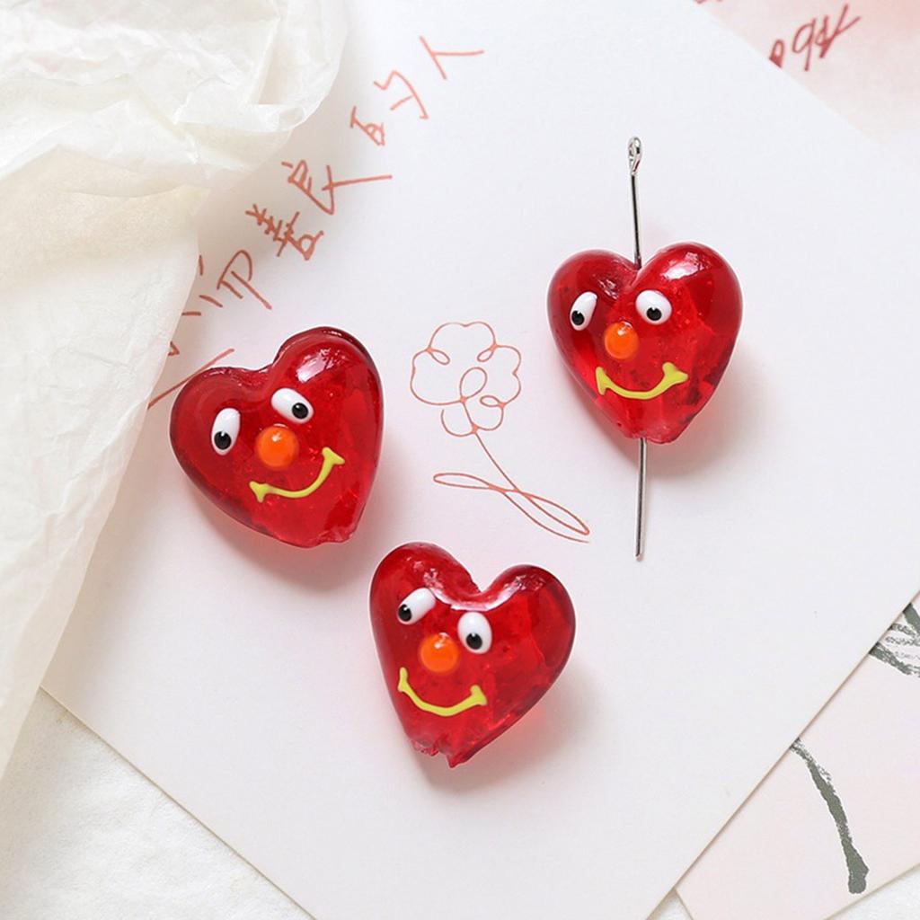 2 PCs Red Dot Lampwork Glass Heart Beads For DIY Charm Jewelry Making Handmade About 20mm x 19mm, Hole: Approx 1.8mm,